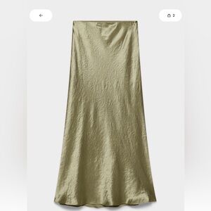 Babaton Olive Satin Maxi Skirt